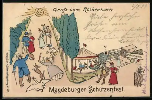 Künstler-AK Magdeburg, Das Schützenfestgelände Rothenhorn