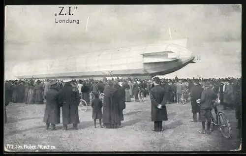 AK München, Zeppelin Z. I. nach der Landung