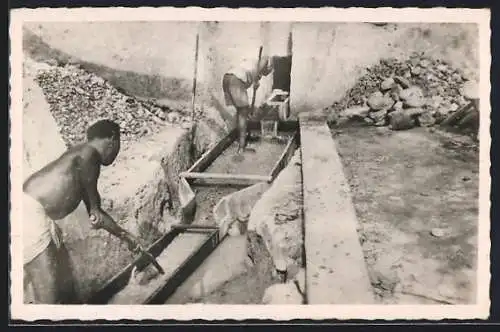 AK Oubangui-Chari, Arbeiter in einer Goldmine, Bergbau