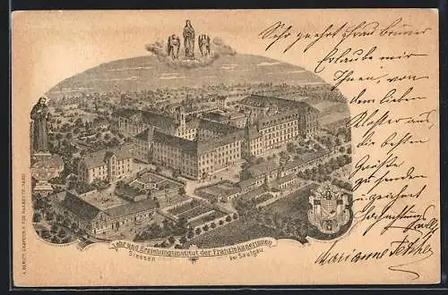 Lithographie Siessen / Saulgau, Lehr und Erziehungsinstitut der Franziskanerinnen