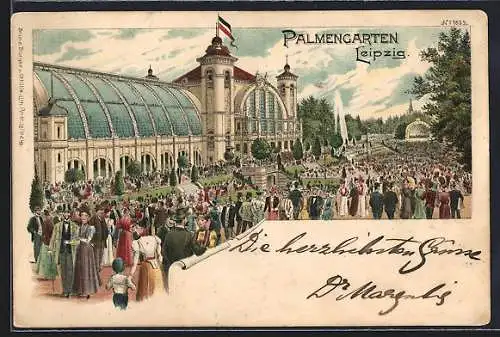 Lithographie Leipzig, Ausflugslokal-Gasthaus Palmengarten