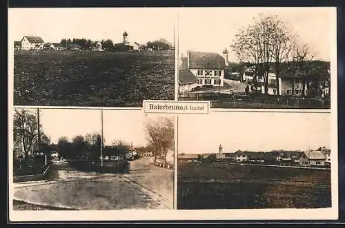 AK Baierbrunn i. Isartal, Strassenpartie mit Gasthaus der Brauerei zum Spaten, Ortsansicht