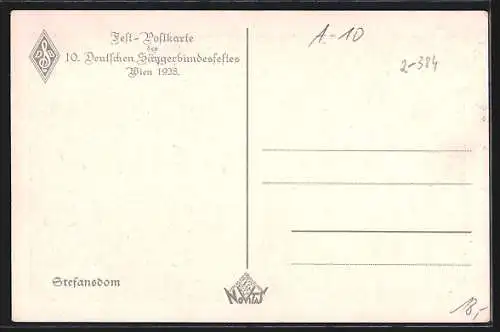 AK Wien 1928, 10. Deutschen Sängerbundesfestes, Blick auf den Stefansdom