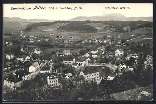 AK Pitten, Teilansicht mit Blick bis zum Schneeberg