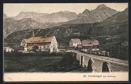 AK St. Christof am Arlberg, Ortsansicht mit dem Arlberg