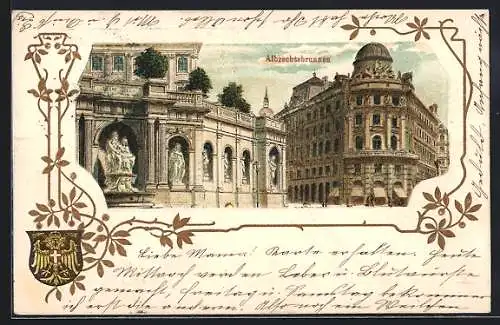 Lithographie Wien, Albrechtsplatz, Albrechtsbrunnen