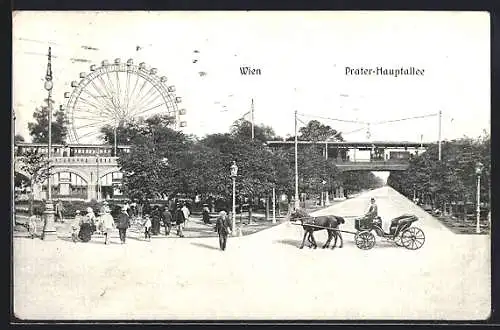 AK Wien, Prater-Hauptalle, Riesenrad, Hochbahn