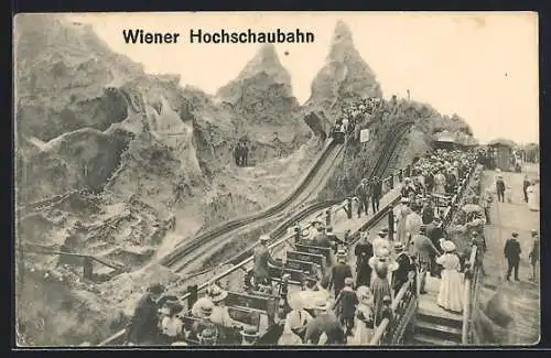 AK Wien, Hochschaubahn mit Passagieren, Wiener Prater