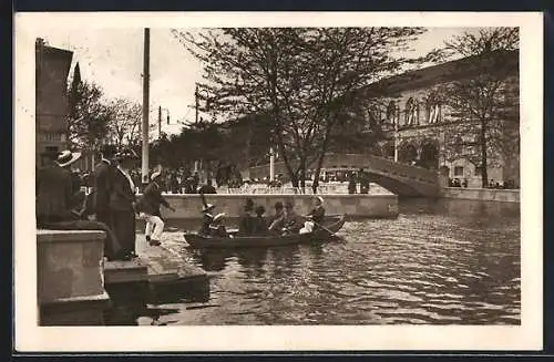 AK Wien, österreichische Adria-Ausstellung 1913, Hafenpartie mit Rektorenpalast