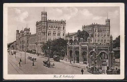 AK Wien, Nordbahnhof mit Kutschen