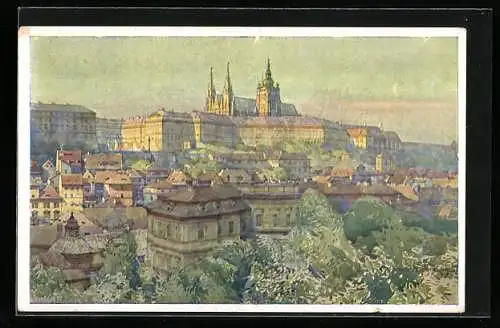 Künstler-AK Prag / Praha, Vue du jardin du palais de Lobkowic