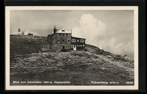 AK Schneeberg, Fischerhütte mit Blick zum Kaiserstein