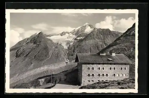 AK Samoar-Hütte /Ötztal, Blick auf die Mutmalspitze