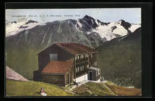 AK Vernagthütte /Oetztal, A. V. S. Würzburg, Bergidyll