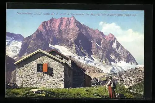 AK Darmstädter Hütte /Moostal, Ansicht der Hütte des A. V. S. Darmstadt mit Kuchenspitze