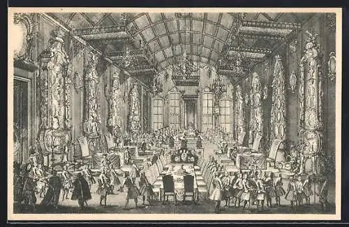 Künstler-AK Frankfurt a. M., Krönungsfeier im Römersaal 1745