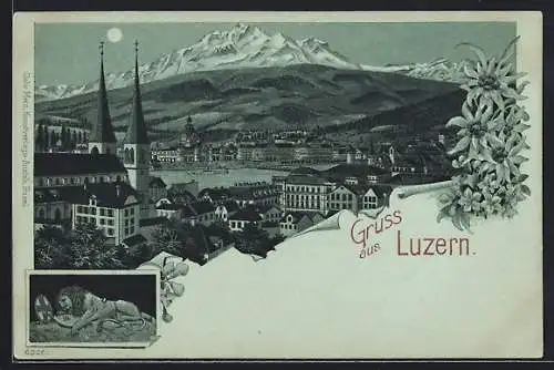 Mondschein-Lithographie Luzern, Ortsansichten