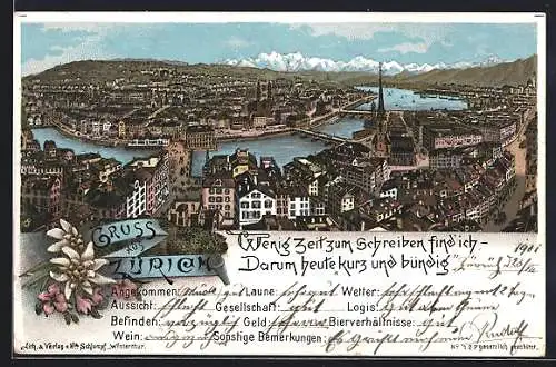 Lithographie Zürich, Ortsansicht