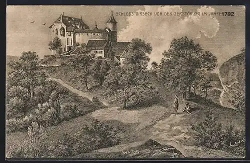 Künstler-AK Arlesheim, Schloss Birseck vor seiner Zerstörung 1792