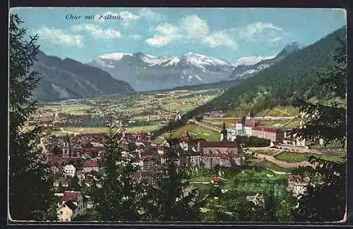 AK Chur, Ortsansicht mit Falknis, Panorama