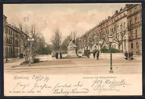 AK Hamburg-Neustadt, Esplanade mit Kriegerdenkmal