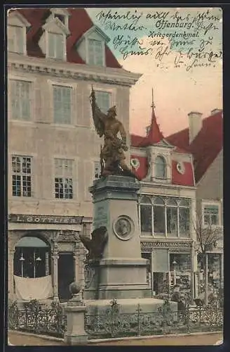 AK Offenburg, Partie am Kriegerdenkmal