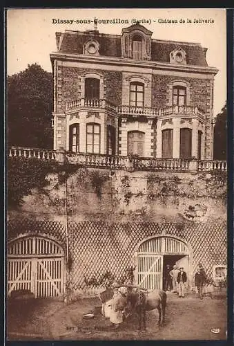 AK Dissay-sous-Courcillon, Château de la Joliverie et écuries avec chevaux et personnages