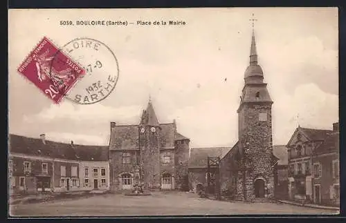 AK Bouloire, Place de la Mairie et église historique