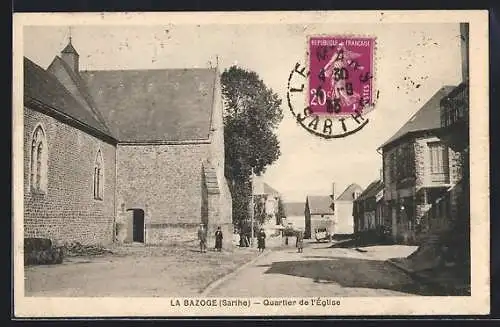 AK La Bazoge, Quartier de l`Église