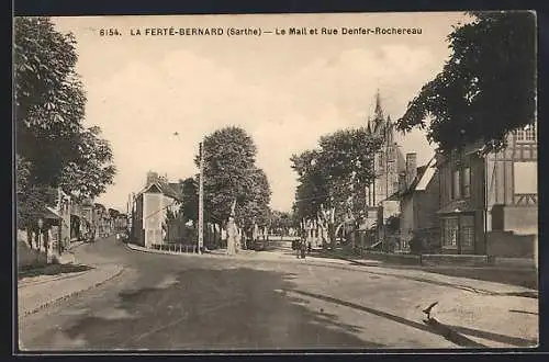 AK La Ferté-Bernard, Le Mail et Rue Denfer-Rochereau