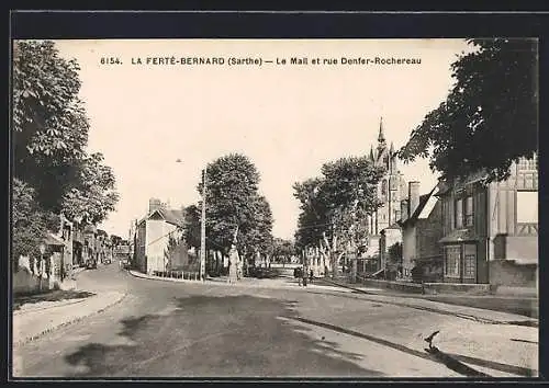AK La Ferté-Bernard, Le Mail et rue Denfer-Rochereau