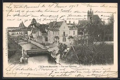 AK La Ferté-Bernard, Vue sur l`usine et le pont