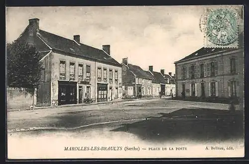 AK Marolles-les-Braults, Place de la Poste