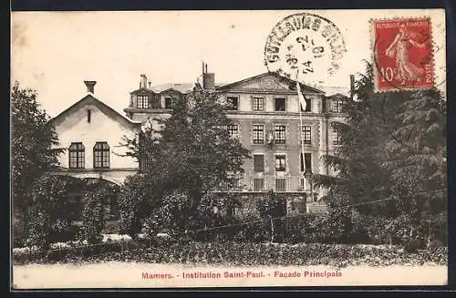 AK Mamers, Institution Saint-Paul, Facade principale