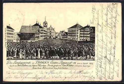 AK Trogen /Appenzell, Landsgemeine 1814 vor Ortspanorama