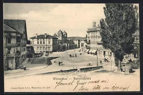 AK Winterthur, Blick auf den Bahnhofplatz