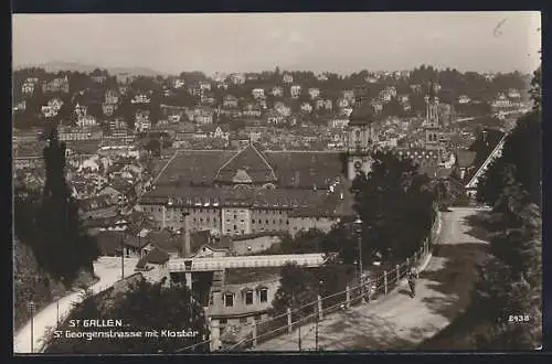 AK St. Gallen, St. Georgenstrasse mit Kloster