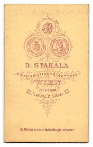 Fotografie D. Stahala, Wien, Josefstädter Strasse 23, Frau in elegantem Kleid mit Buch