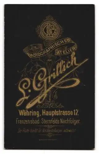 Fotografie L. Grillich, Währing, Hauptstrasse 17, Porträt eines eleganten Herren