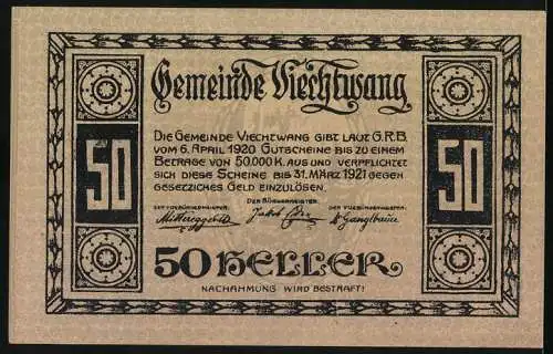 Notgeld Viechtwang 1920, 50 Heller, Burg Schärnstain um 1204