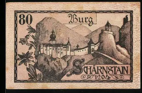 Notgeld Viechtwang 1920, 80 Heller, Burg Schärnstain um 1204, Gemeindeausgabe 1921