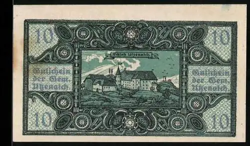 Notgeld Utzenaich 10 Heller, Schloss und Ornamente