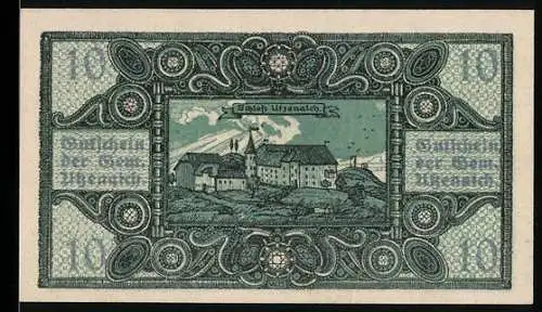 Notgeld Utzenaich, 10 Heller, Schloss und Ornamentverzierung