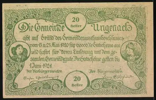 Notgeld Urfahr-Umgebung 1921, 20 Heller, Dorflandschaft mit Bäuerin und Kuh