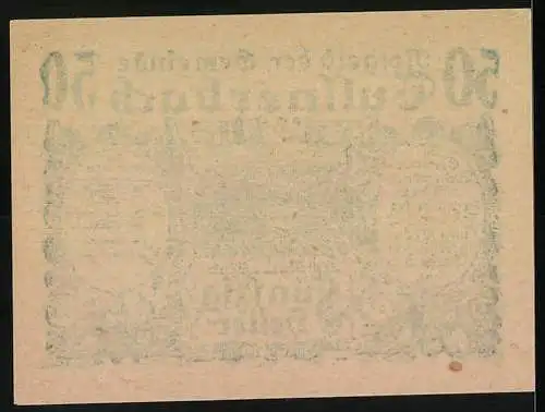 Notgeld Tullnerbach 1920, 50 Heller, detaillierte Ornamente und Landschaftsmotiv