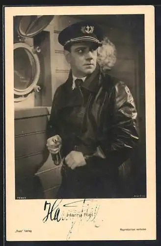 AK Harry Piel in einer Filmszene, Autograph