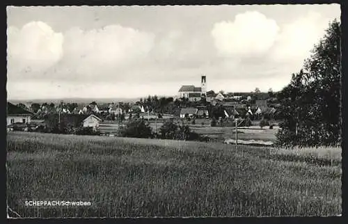 AK Scheppach / Jettingen, Ortsansicht von einer Wiese aus