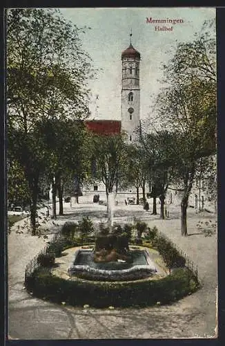 AK Memmingen, Hallhof mit Springbrunnen