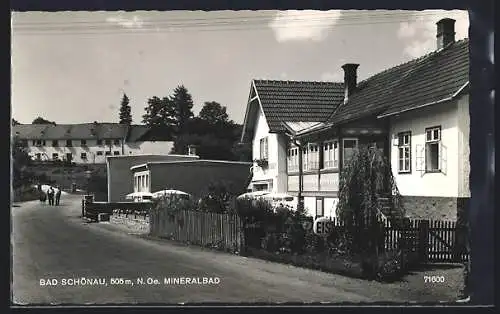 AK Bad Schönau, Strassenpartie, Cafe Konditorei mit Coca Cola Reklame