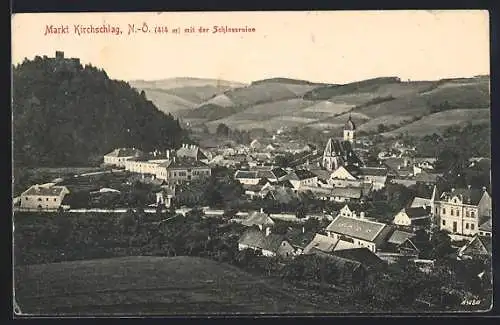 AK Markt Kirchschlag, Blick auf den Ort mit Schlossruine